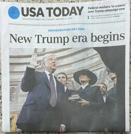 Official 2025 Usa Today Donald Trump Inauguration Newspaper January 21
