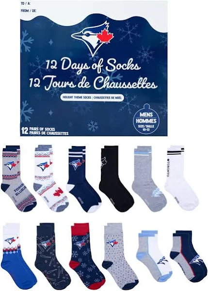 Gertex Men's MLB Toronto Blue Jays Advent Calendar Socks