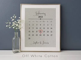 Wedding Calendar * Anniversary Gift * Gift for Husband or Wife * Couples Gift * Cotton or Linen Print * Personalized Wedding Anniversary
