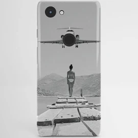 Google Pixel 3A - Slim Case | Steady As She Goes; Aircraft Coming In For An Island Landing Black And White Photography- Photographs Android Cases by 