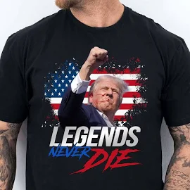 TheRedFirst Trump Legends Never Die, Trump Fight Shirt, Trump Fight 2024 Shirt Pennsylvania Rally Basic Tee / Black / L