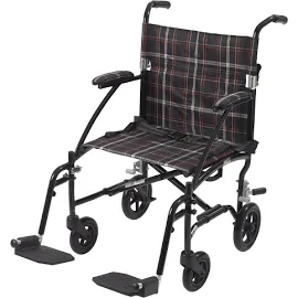 Drive Medical Black Fly Lite Ultra Lightweight Transport Wheelchair