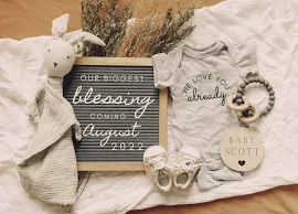 Digital Pregnancy Announcement / Gender Neutral / Baby Announcement / Letter Board Baby / Blessing / Social media Facebook Instagram