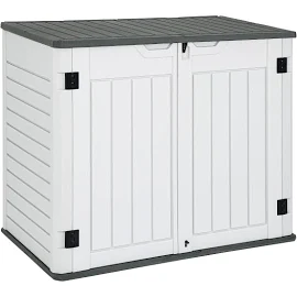 YITAHOME Outdoor Horizontal Storage Sheds w/o Shelf, Weather Resistant Resin Tool Shed, Light Grey