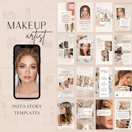 Make-up Artist Instagram Story Vorlagen | Beauty Skincare Instagram Vorlagen | Ästhetische Social Media | Canva Templates