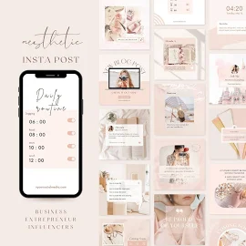 75 Pink Instagram Vorlagen| Minimalist Instagram Post Template| Instagram Influencer Templates| Canva Instagram Vorlagen| Ästhetisches Futter