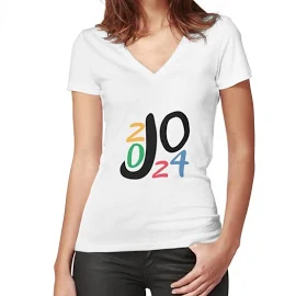 Logo der Olympischen Spiele 2024 in Paris 2024 T-Shirt mit V-Ausschnitt für Frauen