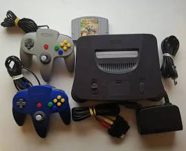 N64 - Nintendo 64 Konsole + 2x Controller + Original Kabel + Mario