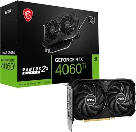 MSI GeForce RTX 4060 Ti Ventus 2x Black 16G NVIDIA 16 GB GDDR6