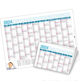 itenga Jahresplaner 2024 gefalzt Wandkalender DIN A2 (59,4 x42cm)