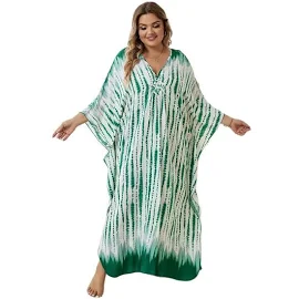 Elegante Plus Size 2024 Sommer Frauen Kleidung Gestreifte Bedruckte kaftane Kleid lässig Ferien