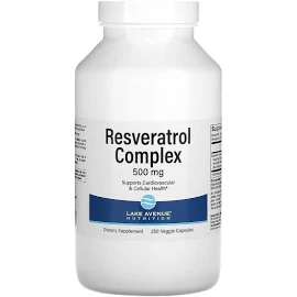 Lake Avenue Nutrition Resveratrol Complex 500 MG 250 Veggie Capsules