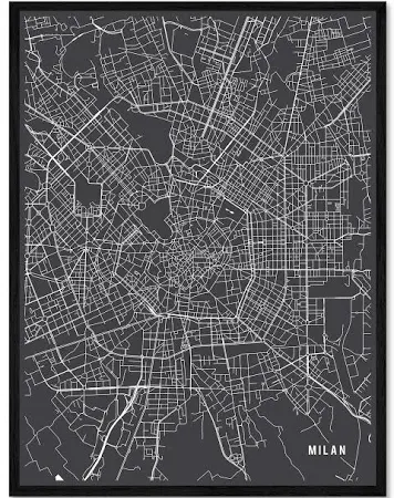 Main Street Maps Poster: Mailand Italien Karte auf Posterlounge.ch