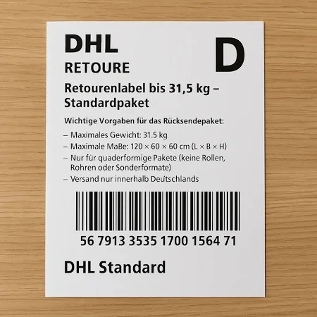 DHL Retourenlabel bis 31,5 kg – Standardpaket Deutschland