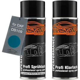 TRISTARcolor Autolack Spraydosen Set für DAF DB109 Aldi Blauw Basislack Klarlack Sprühdose