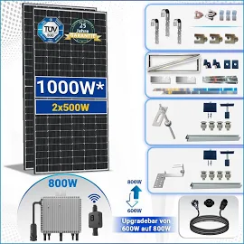 1000W / 800 Balkonkraftwerk Komplettset mit 800W Deye WIFI Wechselrichter | ebay Solarmodule
