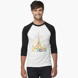 Olympische Spiele 2024 Eiffel Tower Baseballshirt mit 3/4-Arm