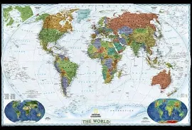 National Geographic Map World Decorator, Political Map, Planokarte