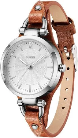 BUREI Uhr Demen Elegante Lederarmband Armbanduhr Damen Klassisch Analog Quarz Damenuhr Geschenke für Frauen