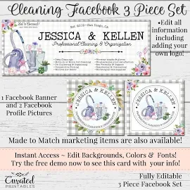 Hausreiniger Facebook Set, Haushälterin Facebook, DIY Facebook, Bearbeitbares Facebook Set, Sofortiger Download Vorlage, DIY Business Set, Reinigung