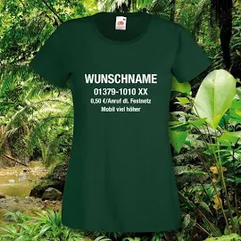 T-Shirt, Damen, Fun-Shirt, Dschungelcamp, inkl. Name u. Nr., div. Farben, XS-XXL | Größe: XS