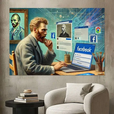 Malerei & Kunstdruck Leinwand Vincent van Gogh Facebook | 80x55 | Art Heroes | Digital Art | Wandbild, Wandkunst, Deko | Wohnzimmer, Küche