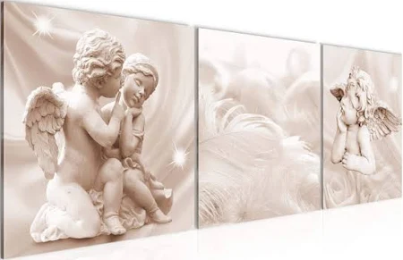 Runa Art Bilder Abstrakt Vintage 120 x 40 cm 3 Teilig Wandbild auf Vlies Leinwand Beige Braun Mehrteilig Modern 028933a