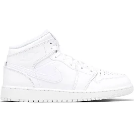 Jordan 1 Mid Unisex Schuhe - weiß - Größe: 38 - Textil, Leder White