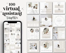 100 Virtueller Assistent Instagram Posts - Virtueller Assistent Instagram Template - Virtueller Assistent Social Media - Starter Kit