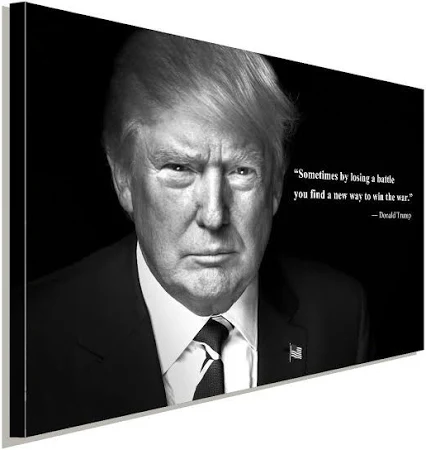 Donald Trump Zitat Schwarz Weiß Leinwandbild LaraArt Studio Wanddeko Wandbild 100x75cm