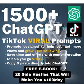 ChatGPT Prompts 1500 Viral TikTok Inhalt | Mehr Anhänger | Mehr Ansichten| Sofortiger Zugriff | Kopieren und Einfügen | Erhalten Sie Viral-Worthy Chat