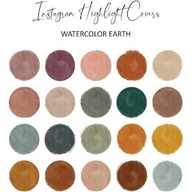 INSTAGRAM HIGHLIGHT COVER, 20 Wasserfarben Erde Wüsten Ton Covers, Blog Branding Kit, Social Media Icons, Buttons