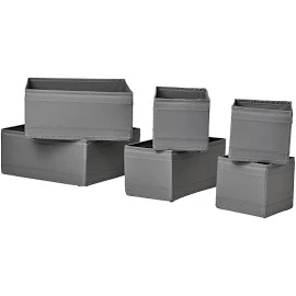 IKEA SKUBB Box 6er-Set Dunkelgrau