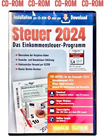 Aldi Steuer 2024 für die Steuererklärung 2024 am PC. ELSTER Klar Strukturiert Steuerprogramm per CD-Rom oder Download