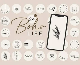 Instagram Highlight Cover Boho, Download Moderne Highlight Icons, Instagram Icons in neutraler Farbe, Lifestyle Cover für Freunde