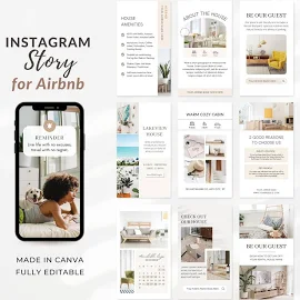 Airbnb Instagram Story Vorlage | Bearbeitbare VRBO Social Media Vorlage | Kurzzeitmiete Instagram Template | Ferienwohnung Instagram