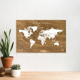 Weltkarte aus Holz - Wooden Map Wooden Edition 90 x 60 cm