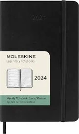 Moleskine 12 Monate Wochen Notizkalender 2024 Pocket/A6 Schwarz