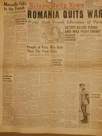 Nelson Daily News Newspaper - 24. August 1944 - PARIS LIBERATED