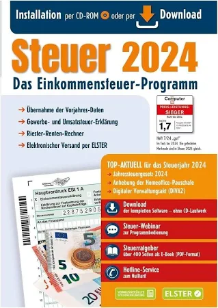 ALDI STEUER 2024 für Steuererklärung 2024 am PC. ELSTER Klare Strukturiert Steuerprogramm Download Code Inklusive. Neu und OVP (CD-Rom & Download)