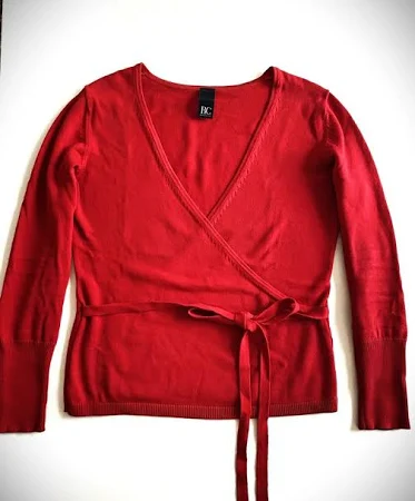 Twin-Set: Rote Wickeljacke mit gestreiftem Top rot/weiß 36/38