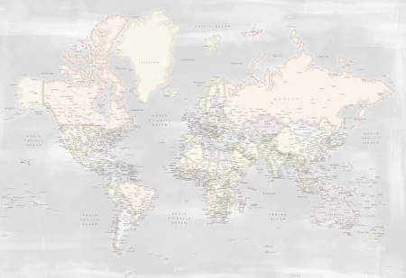 Rustic distressed detailed world map in pastels, Blursbyai Poster, Plakat, 40 × 26.7 cm