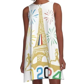 Olympische Spiele 2024 Eiffel Tower A-Linien Kleid