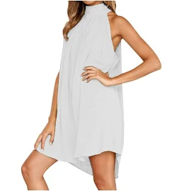 Sommerkleid Damen Ärmellose Neckholder Kleider Damen Lässige Loose Kleider Ferien Outfits Kleid für Frauen 2024 Sommer Strandkleid Damen kurz Urlaub