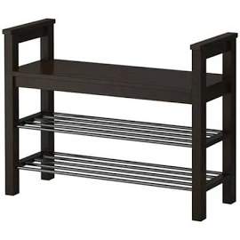 IKEA Hemnes Bank mit Schuhablage, in Schwarzbraun, aus Massivholz, (85x32cm)