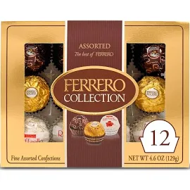 Ferrero Rocher Haselnuss Milchschokolade Verschiedene Süßwaren Box, 12 EA