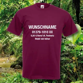 T-shirt Dschungelcamp Wunschname Und Nr. Dschungel Herren/damen