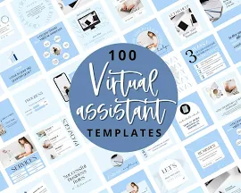 100 Virtueller Assistent Instagram - Virtueller Assistent Instagram Template - Virtueller Assistent Social Media Post - Service Business Templates