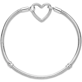 Pandora 599539C00 Damen-Armband Silber mit Herz-Verschluss, 17 cm