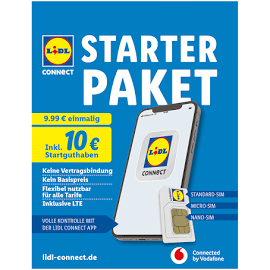 Lidl Connect Starterpaket unregistriert SIM Karte NEU mit 10 Startguthaben